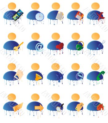 Vector multicolored icons with grunge