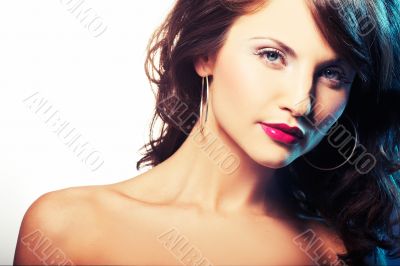portrait of girl with red lipstic
