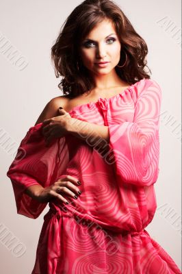 brunette girl posing in studio