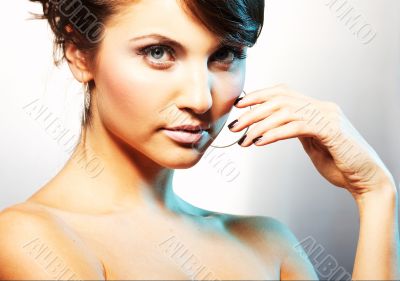 portrait of girl with light lipstic