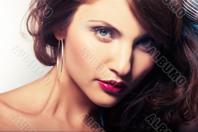 portrait of girl with red lipstic