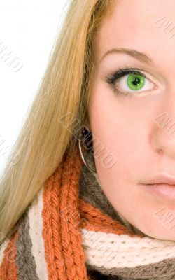 Blond woman in a scarf