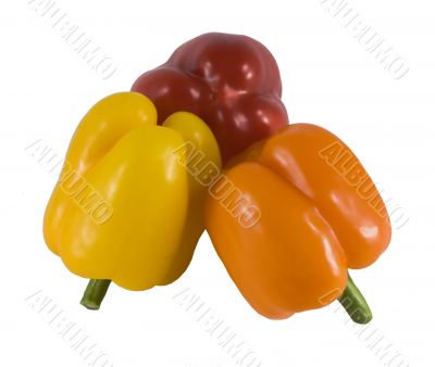 sweet peppers of three colors