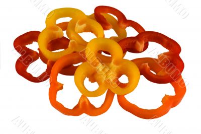 sweet peppers of three colors