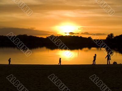 Family on the lake