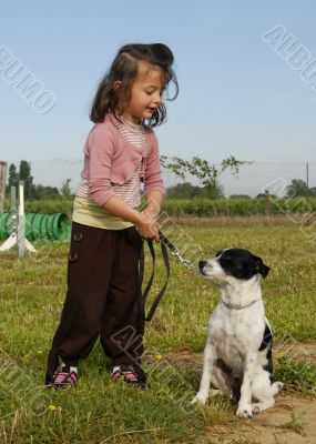 little girl and dog
