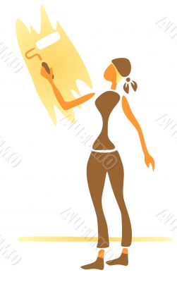 girl paints a wall