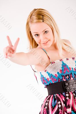 Girl with peace sign