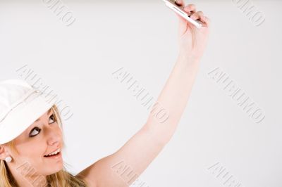 Sexy girl is taking a picture