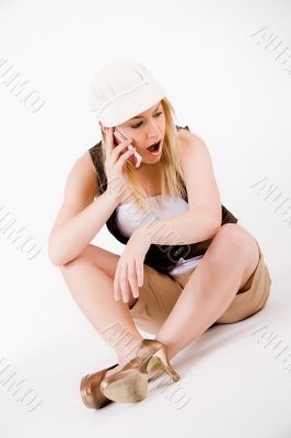 Blond girl and her cellphone