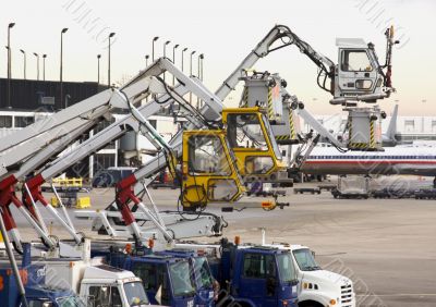 Deicing Equipment Ready at Airport