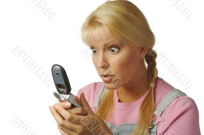 Enamored Girl Texting with Cell Phone