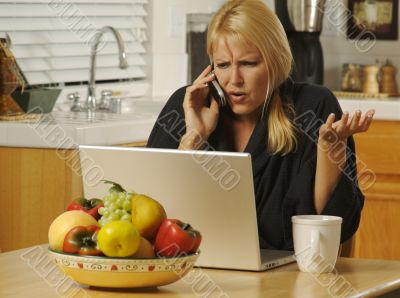 Woman on Cell Phone & Laptop