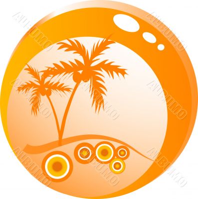 Glass bowl with palm trees