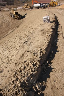 Sandbags & Machinery at Cunstruction Site