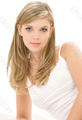 blonde in white cotton underwear