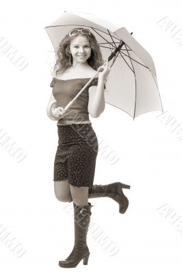 young girl with pink umbrella