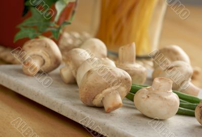 Mushrooms on a Cutting Board