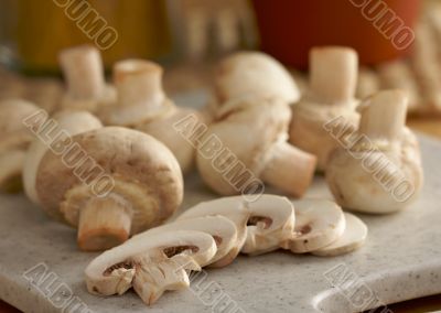 Mushrooms on a Cutting Board