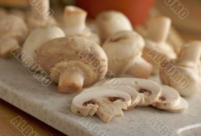 Mushrooms on a Cutting Board