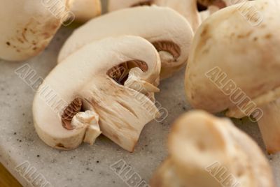 Mushrooms on a Cutting Board