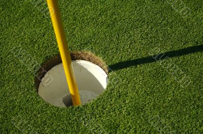 Lush, Freshly Mowed Golf Green & Flag