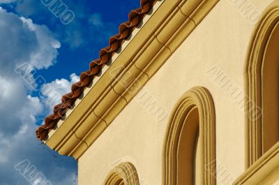 Stucco Wall Construction & Arched Windows