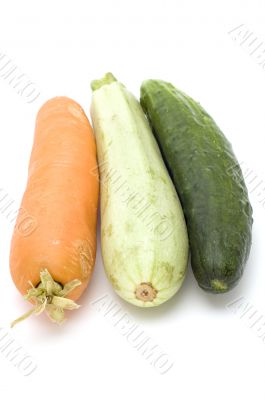 raw vegetables on white