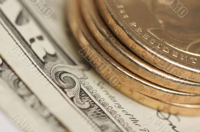 Abstract U.S. Dollar Coins & Bills