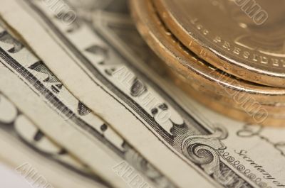 Abstract U.S. Dollar Coins & Bills