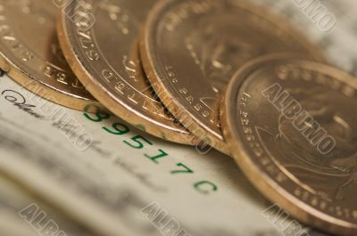Abstract U.S. Dollar Coins & Bills