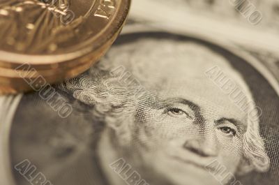 Abstract U.S. Dollar Coins & Bills
