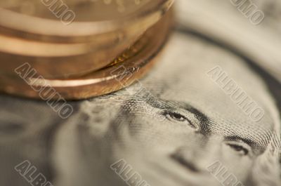 Abstract U.S. Dollar Coins & Bills