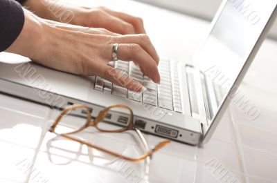 Female Using Laptop