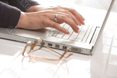Female Using Laptop