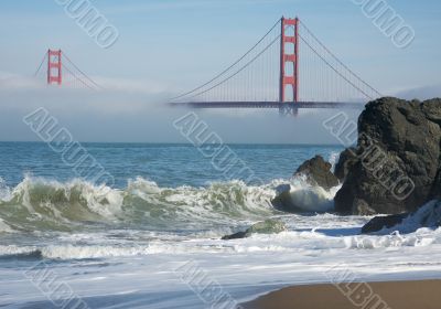The Golden Gate Bridge in the Morning Fog