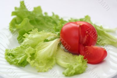 Red tomato, green salad