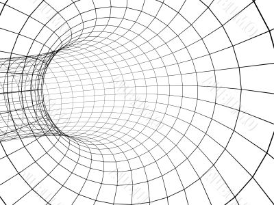 3d abstract tunnel from a grid