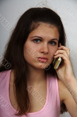 Girl with telephone