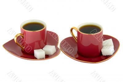 Two Heart-Shaped Cups of Coffee