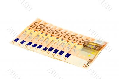 Euro bankonotes in the number