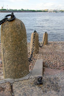 River embankment with wharf chain