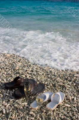 Sandals on the shore