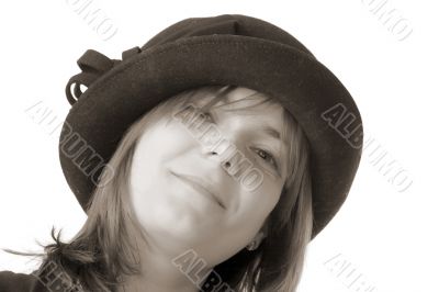 smiling woman in hat