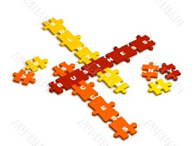 Business crossword from slices of a puzzle