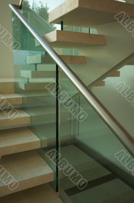 Majestic Marble Stairs and Glass