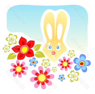 rabbit and flowers