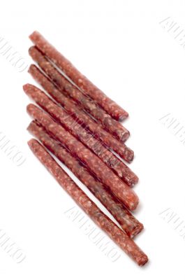 smoked wurst on white