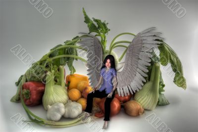 Vegetable and 3d angel HDRI.