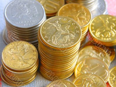 Stacks of russian coins